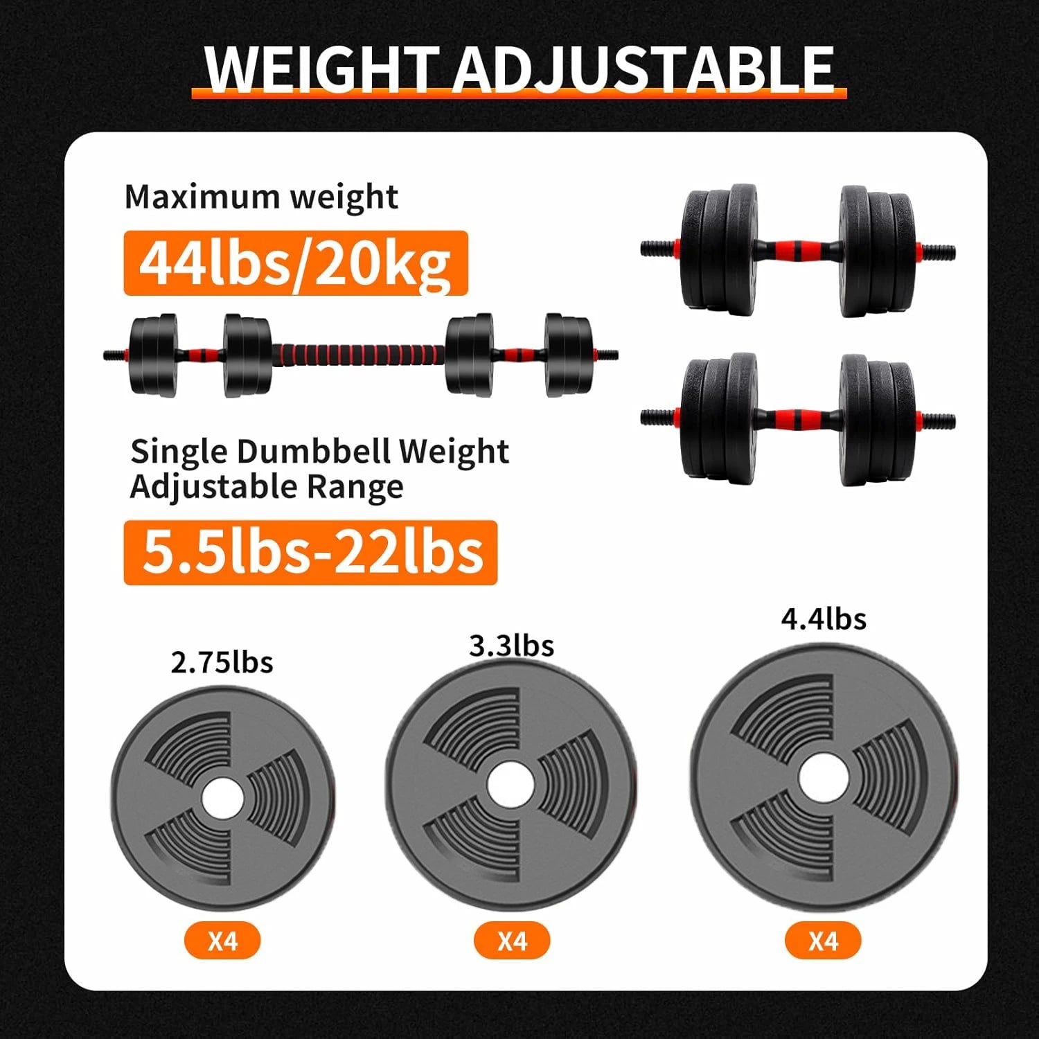 Adjustable Dumbbell to Barbell Set