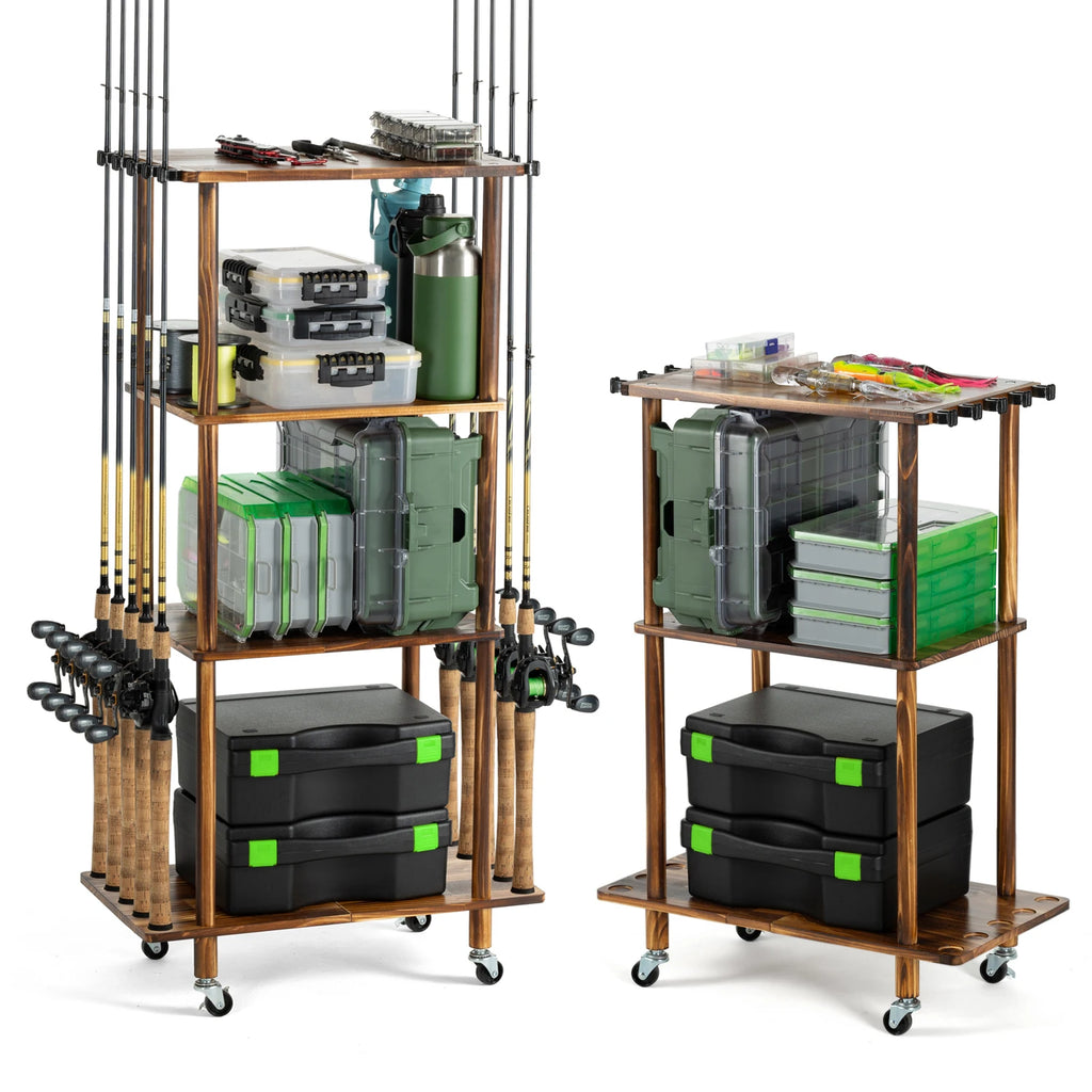 Fishing 10 Rods Rack 3 Tier Fishing Storage