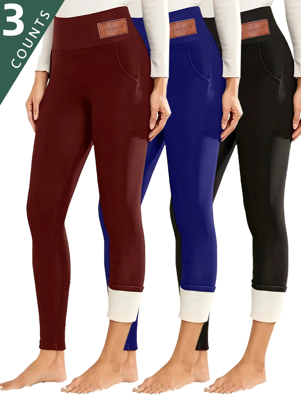 Women's 4-Pack High-Waisted Fleece-Lined