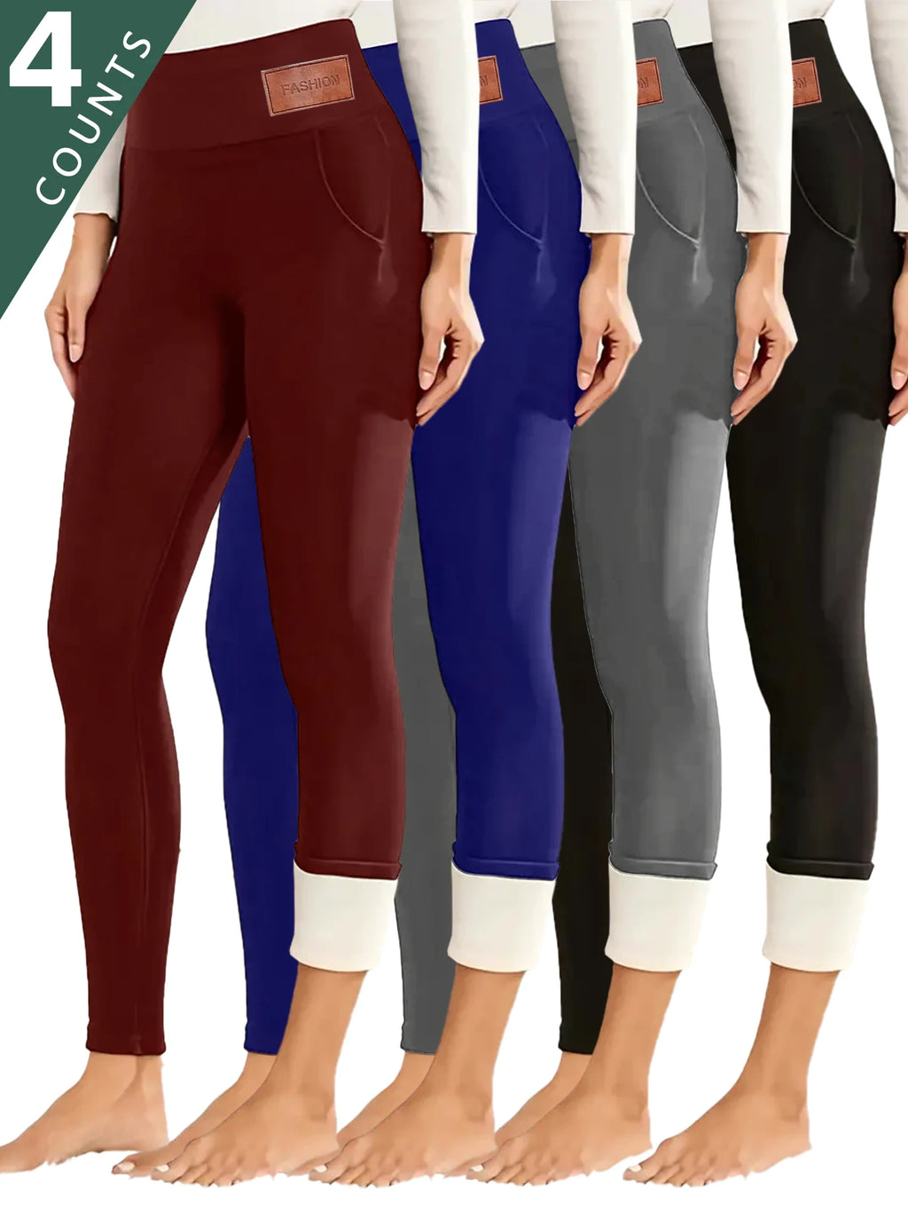 Women's 4-Pack High-Waisted Fleece-Lined