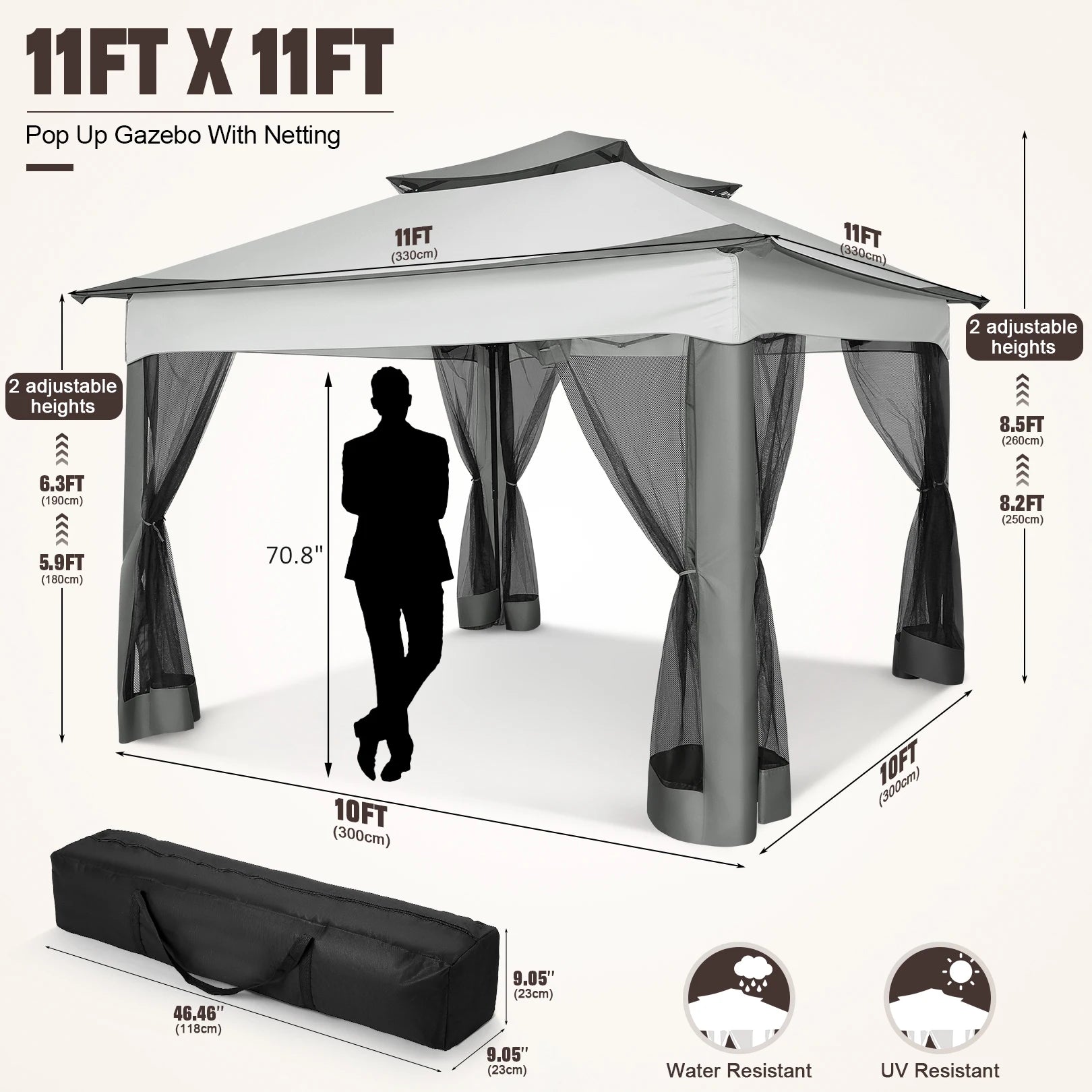 10x10ft Pop Up Canopy Gazebo Tent  Waterproof