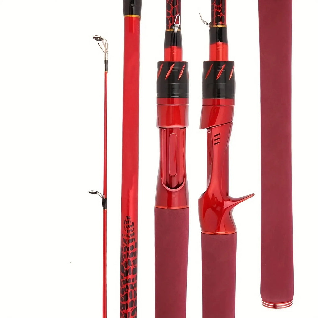 180cm Carbon Fiber Fly Fishing Rod - Red EVA Grip & Ceramic Guide Rings, Ultralight Durable Design for Freshwater/Marine Use
