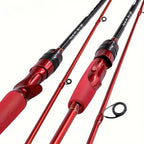 180cm Carbon Fiber Fly Fishing Rod - Red EVA Grip & Ceramic Guide Rings, Ultralight Durable Design for Freshwater/Marine Use