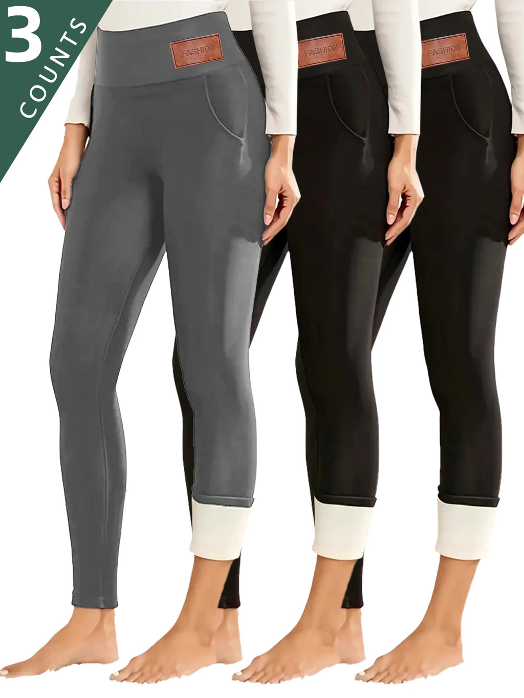 Women's 4-Pack High-Waisted Fleece-Lined