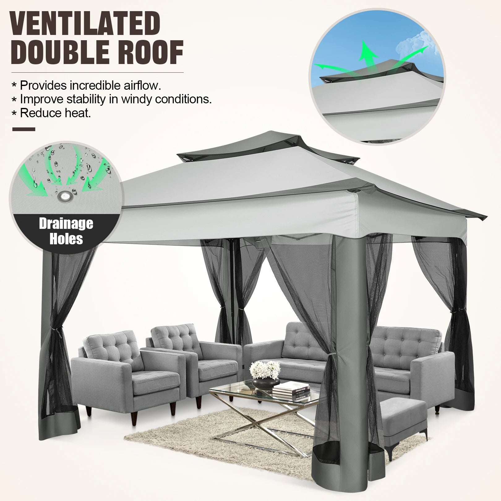 10x10ft Pop Up Canopy Gazebo Tent  Waterproof