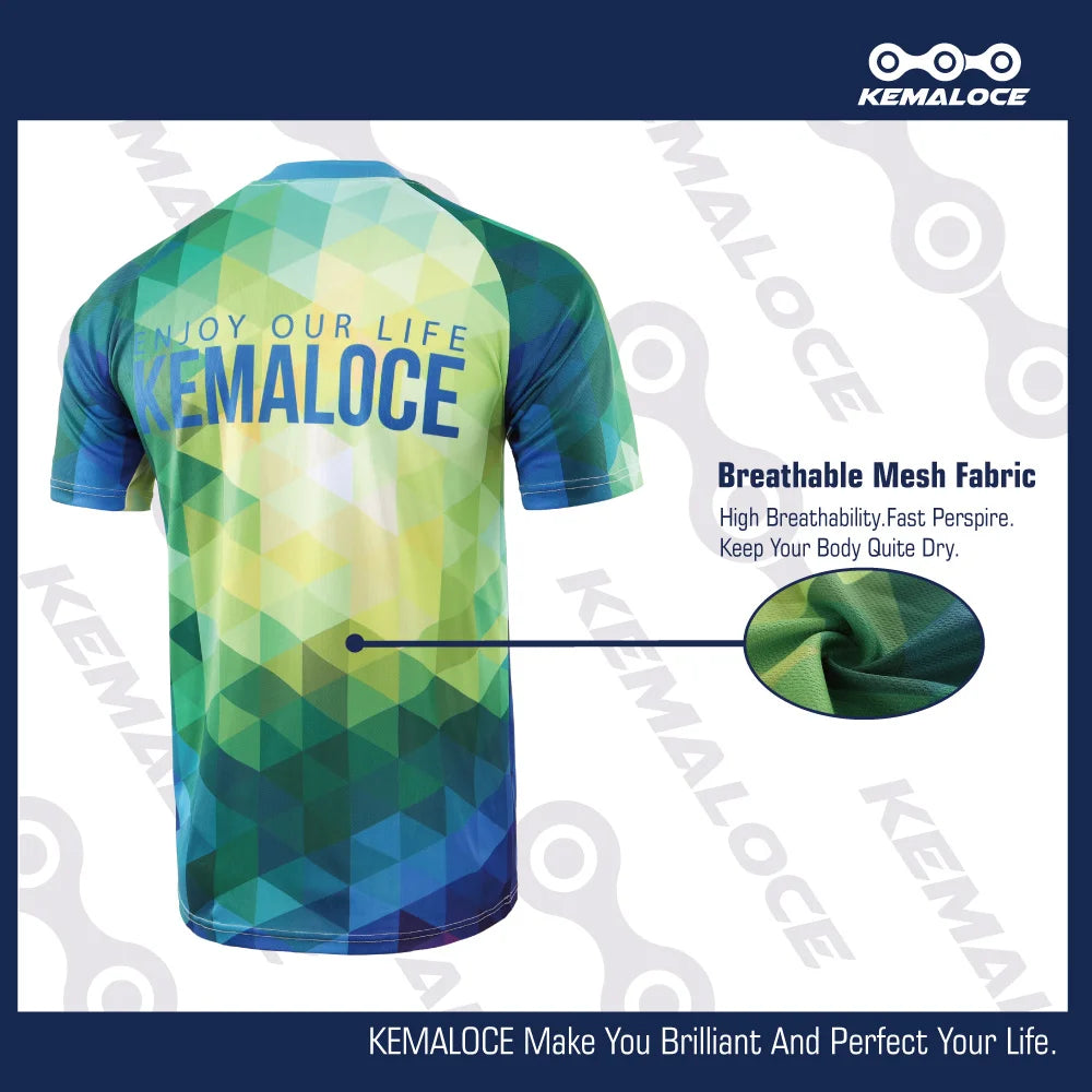 KEMALOCE Green Mtb Jersey Half Sleeves