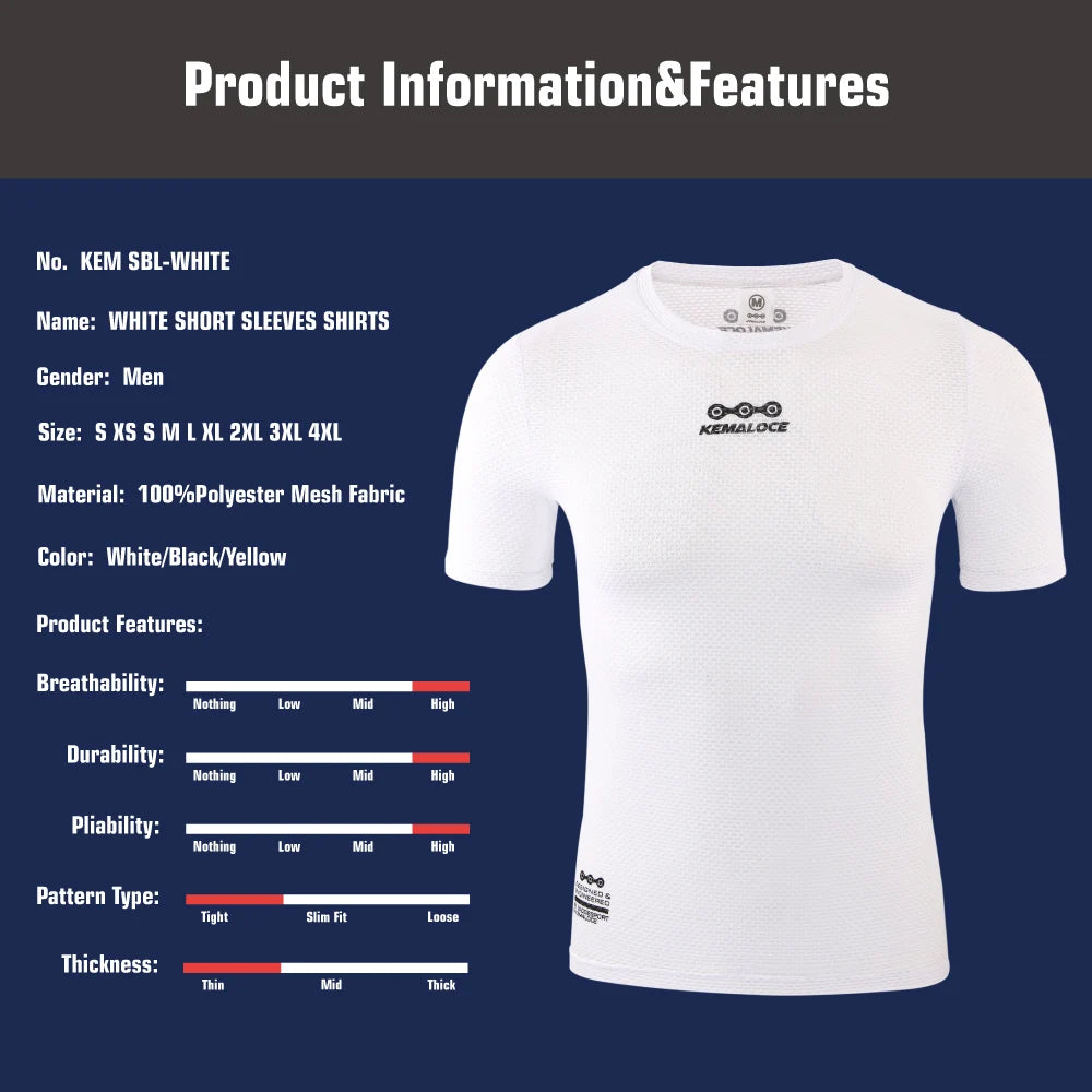KEMALOCE Cycling Base Layer Short Sleeve