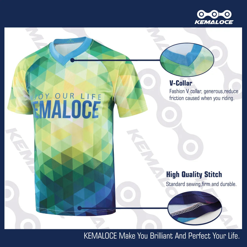 KEMALOCE Green Mtb Jersey Half Sleeves