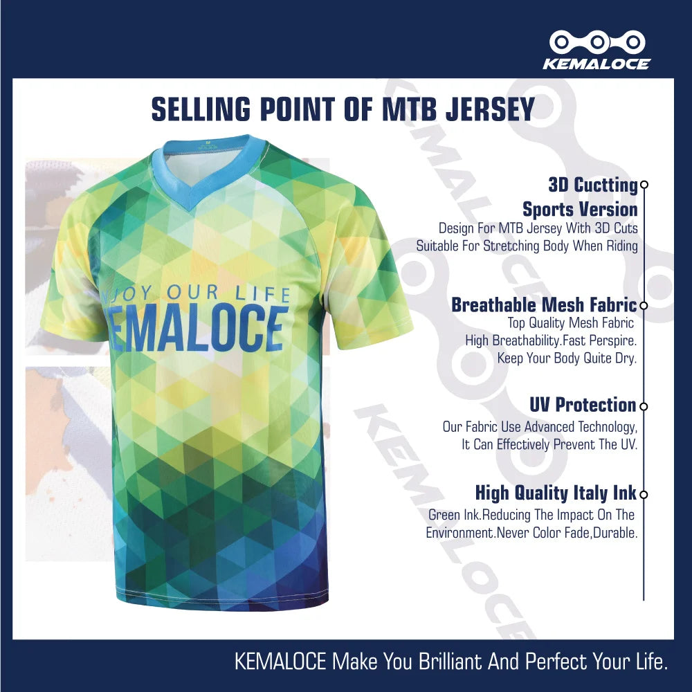 KEMALOCE Green Mtb Jersey Half Sleeves