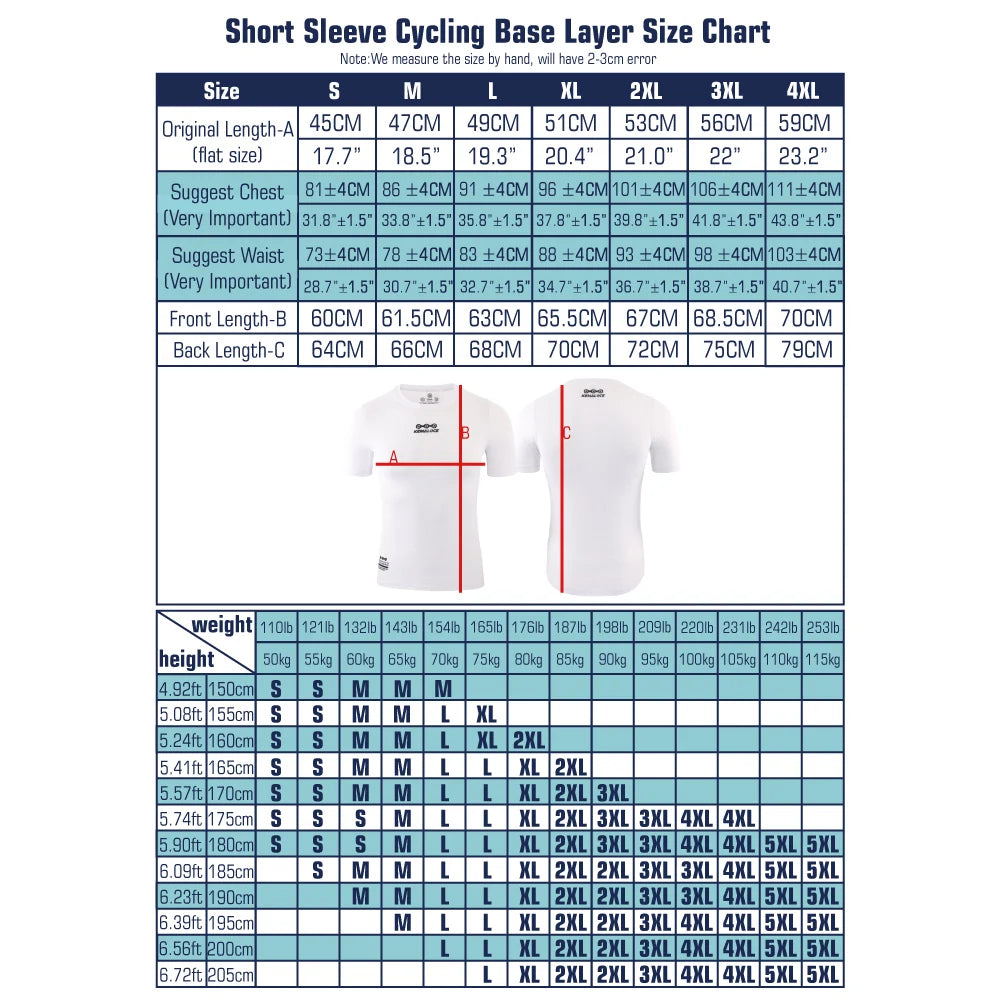 KEMALOCE Cycling Base Layer Short Sleeve