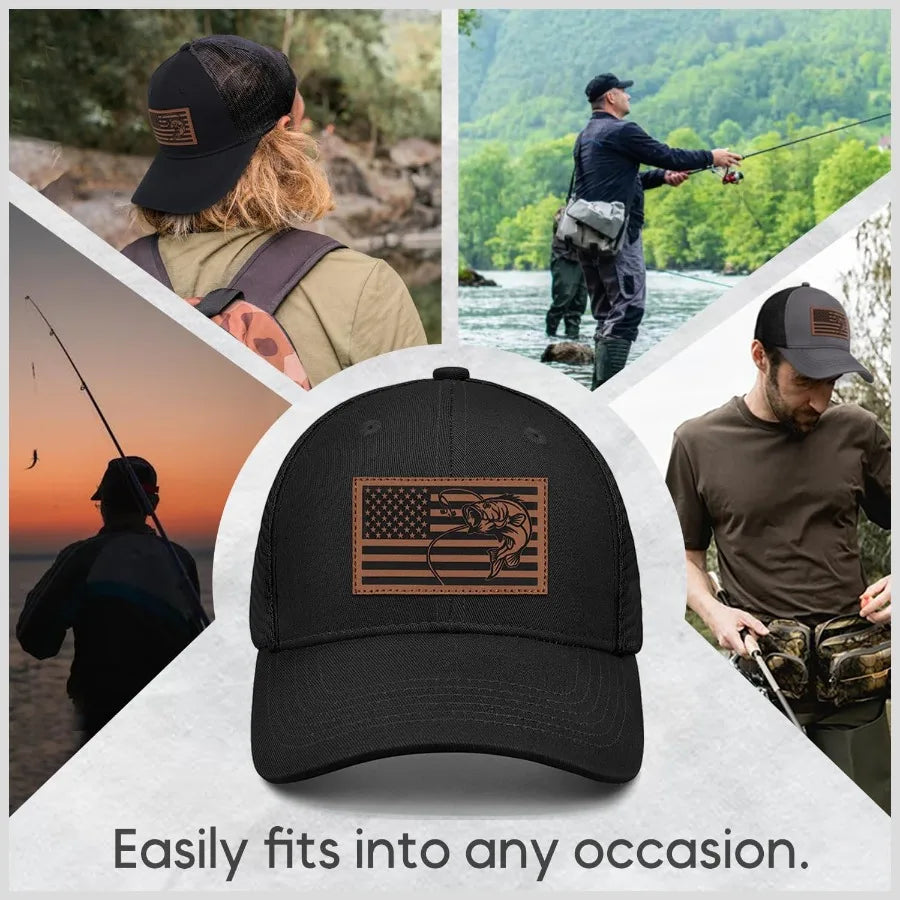 Mens Fishing Gifts American Flag Hat