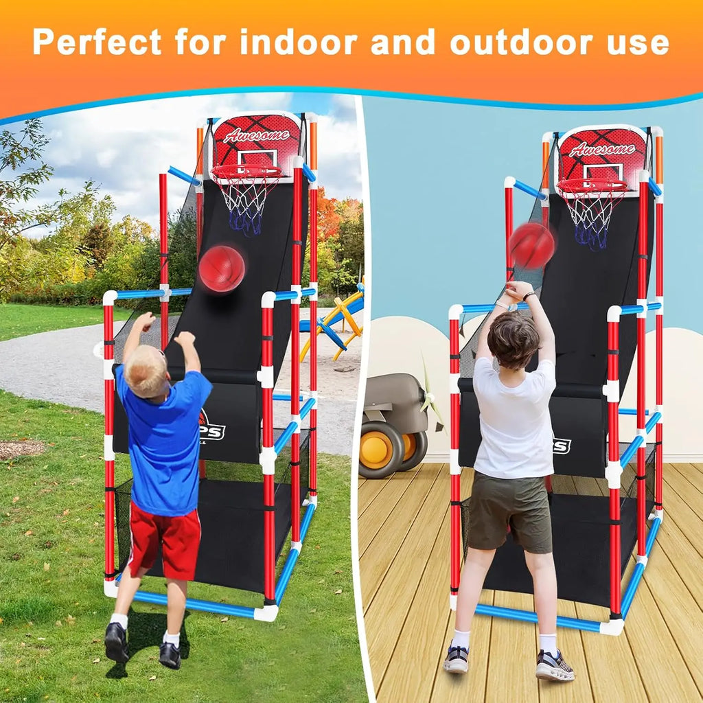 Adjustable Arcade Basketball Game Set with 4 Balls,