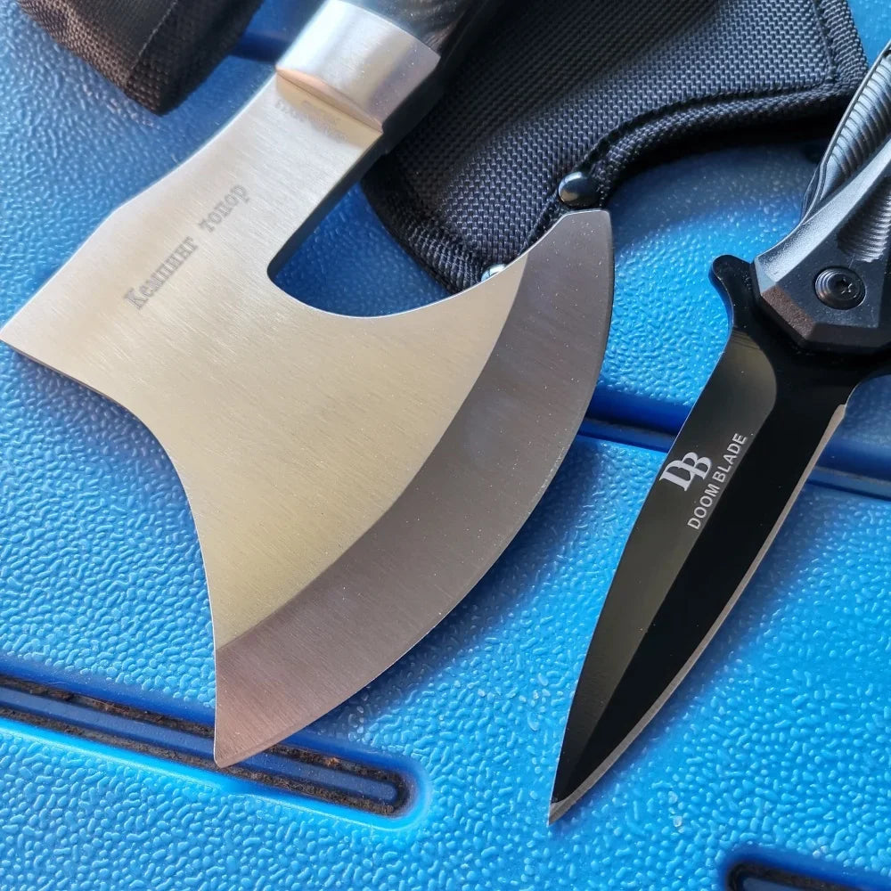 Stainless Steel Axe & Folding Knife Combo Set