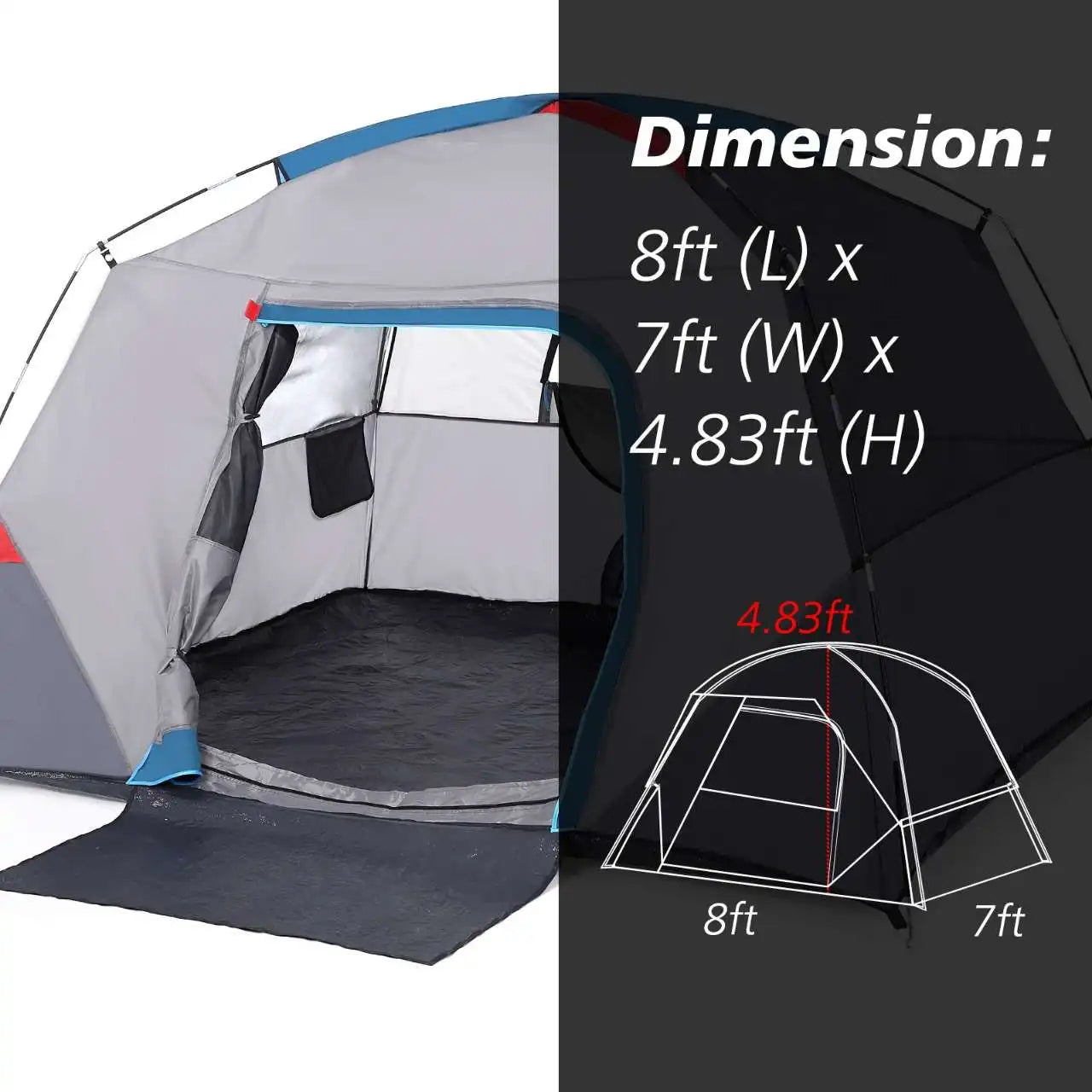 Camping Tent 4 Person to 6 Person Sunshade