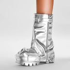 Women's Fold Over Boots  Wide Calf Pleated P