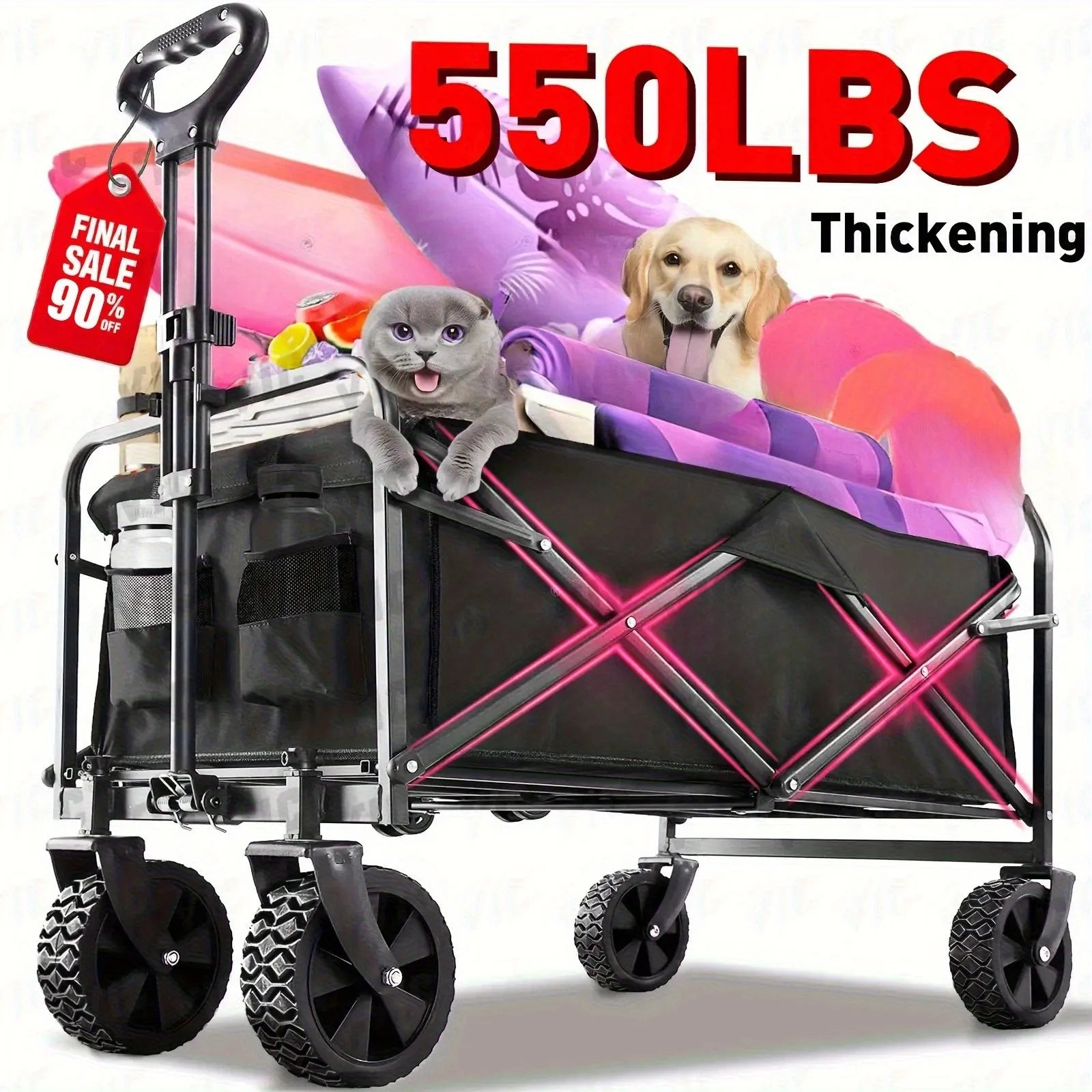 Collapsible Folding Beach Wagon Cart, Utility