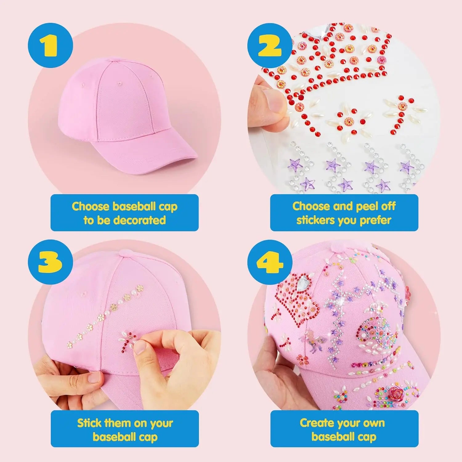 DecorateYour Own Baseball Cap with 7 Sheets Gems
