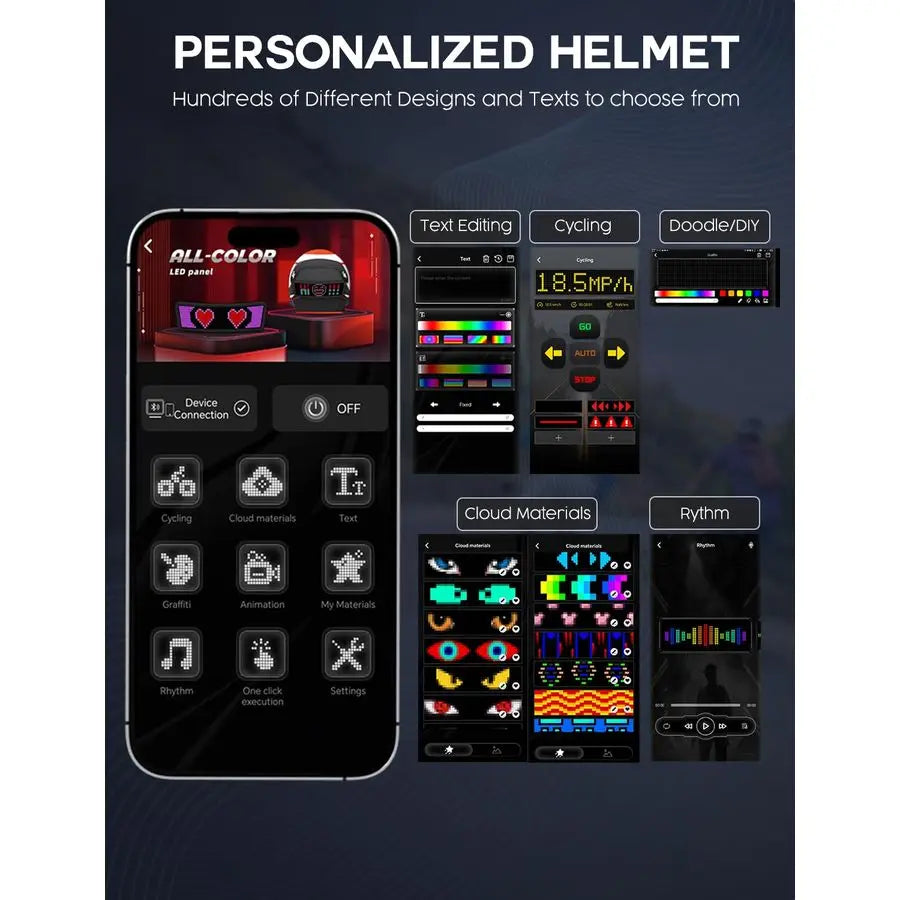Light Bike Helmet with LED Screen