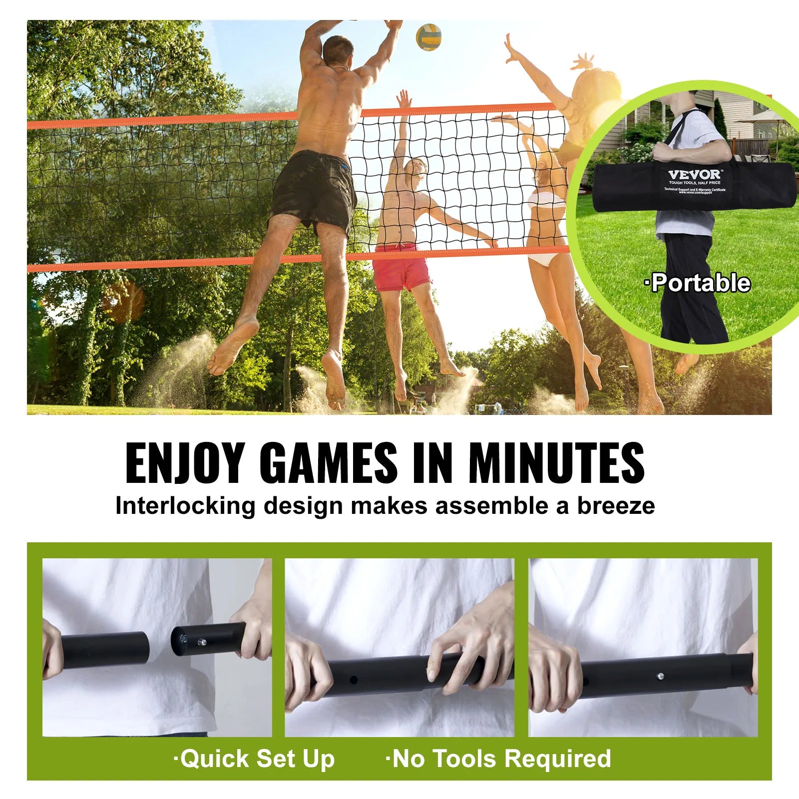 SucceBuy 1.25-1.75inch  Portable Volleyball Net System