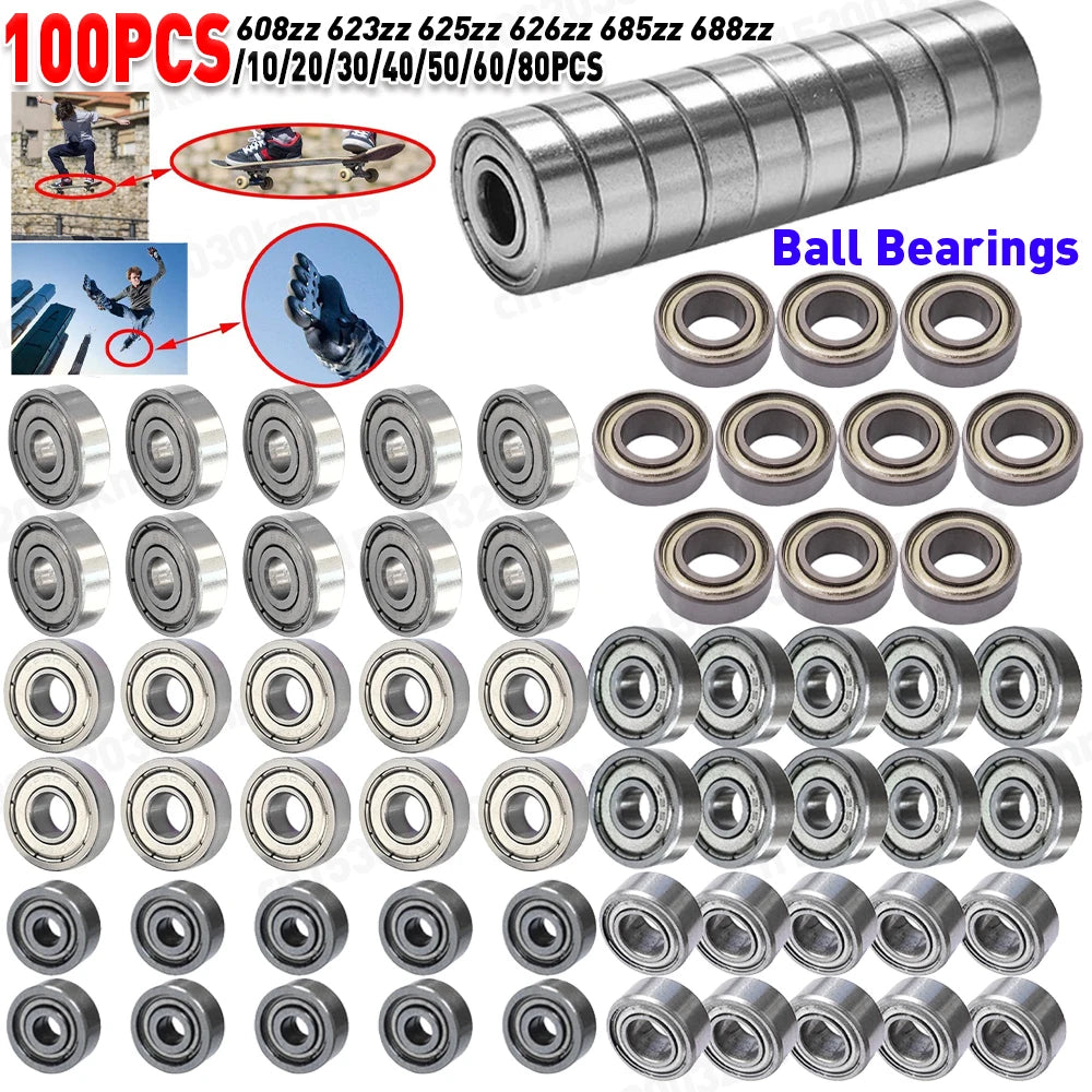 Ball Bearings 608ZZ 623ZZ 626ZZ 687ZZ Deep Groove Miniature Bearings for Skateboard Scooter 3D Printers Bearings