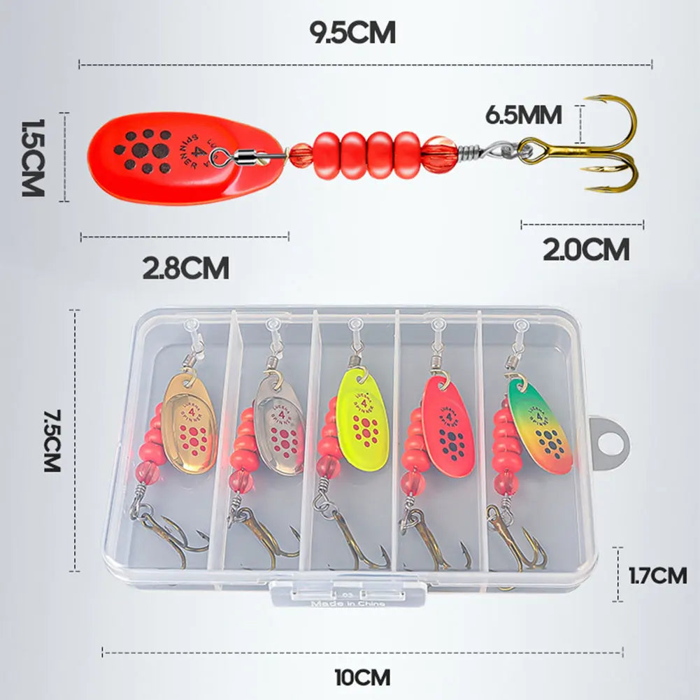 5pcs Metal Spoon Spinner Fishing Lure