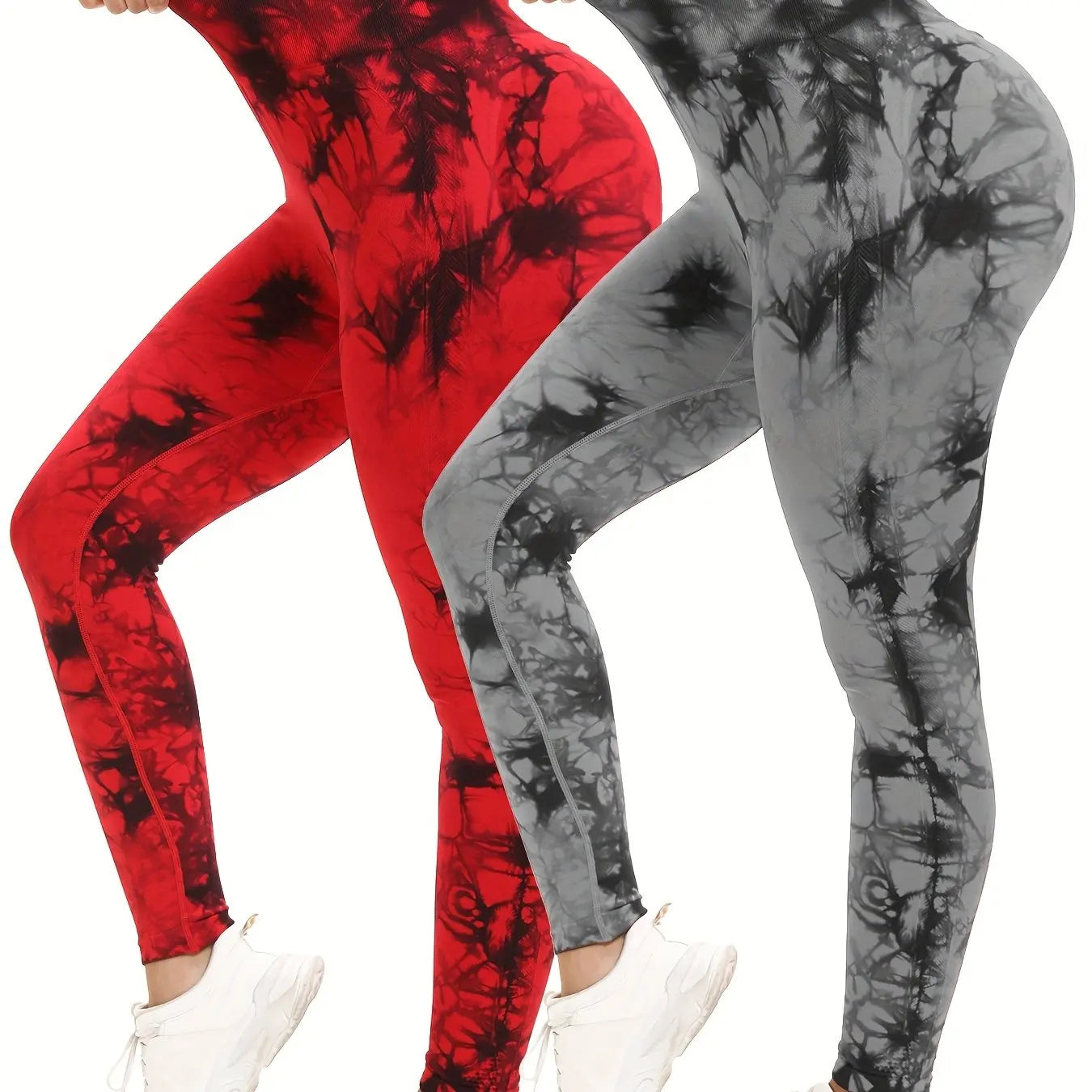 2pcs Women'S Seamless Tie-DyeHigh Waisted Hip