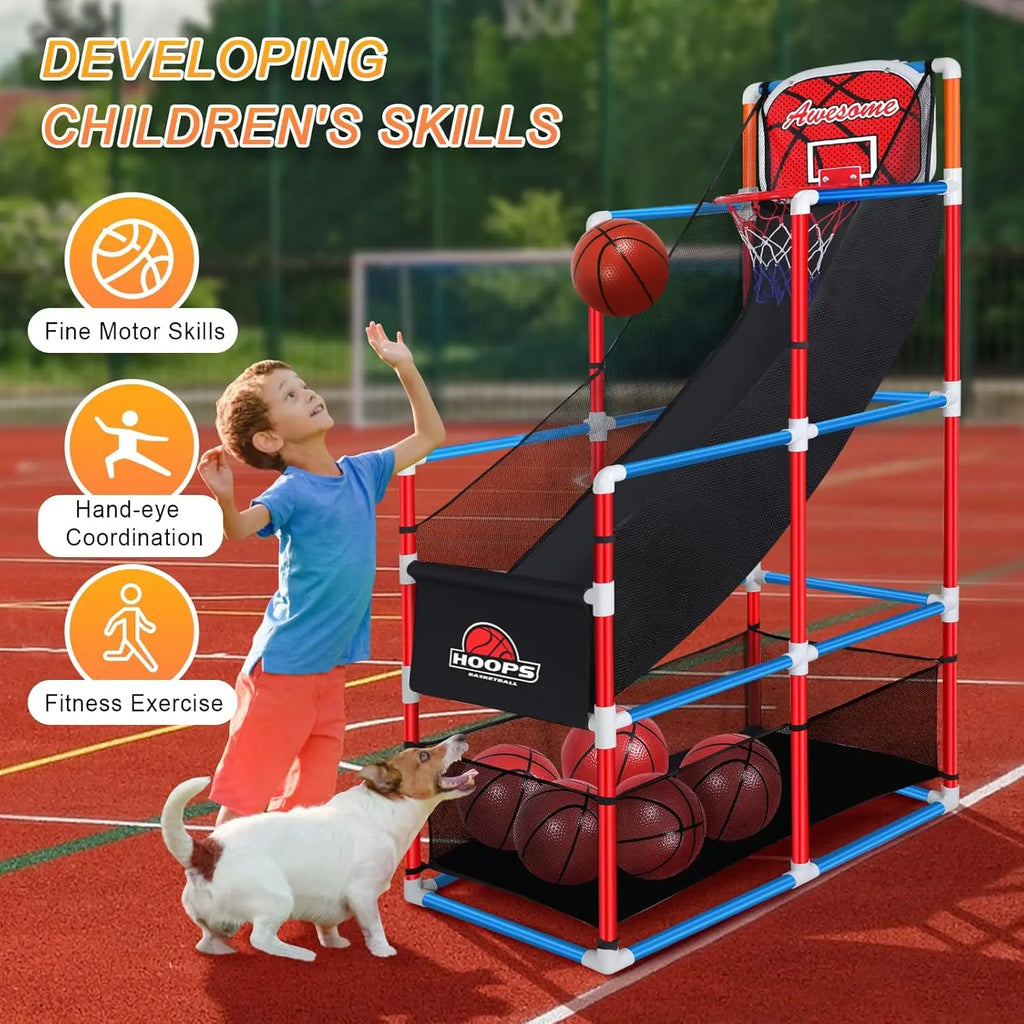Adjustable Arcade Basketball Game Set with 4 Balls,