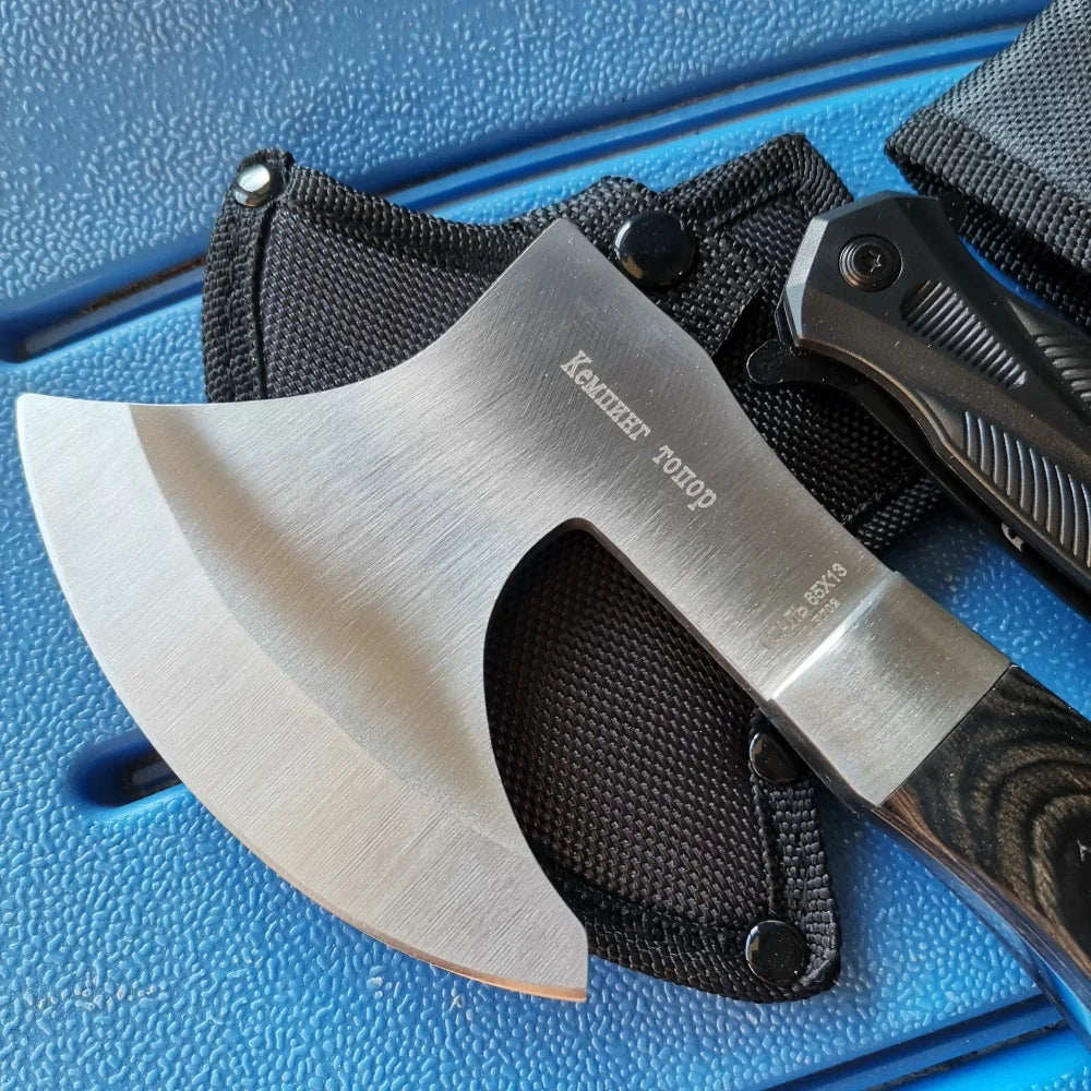 Stainless Steel Axe & Folding Knife Combo Set