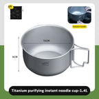 Titanium Camping Pot 1.2L 1.4L Folding Bail Handle