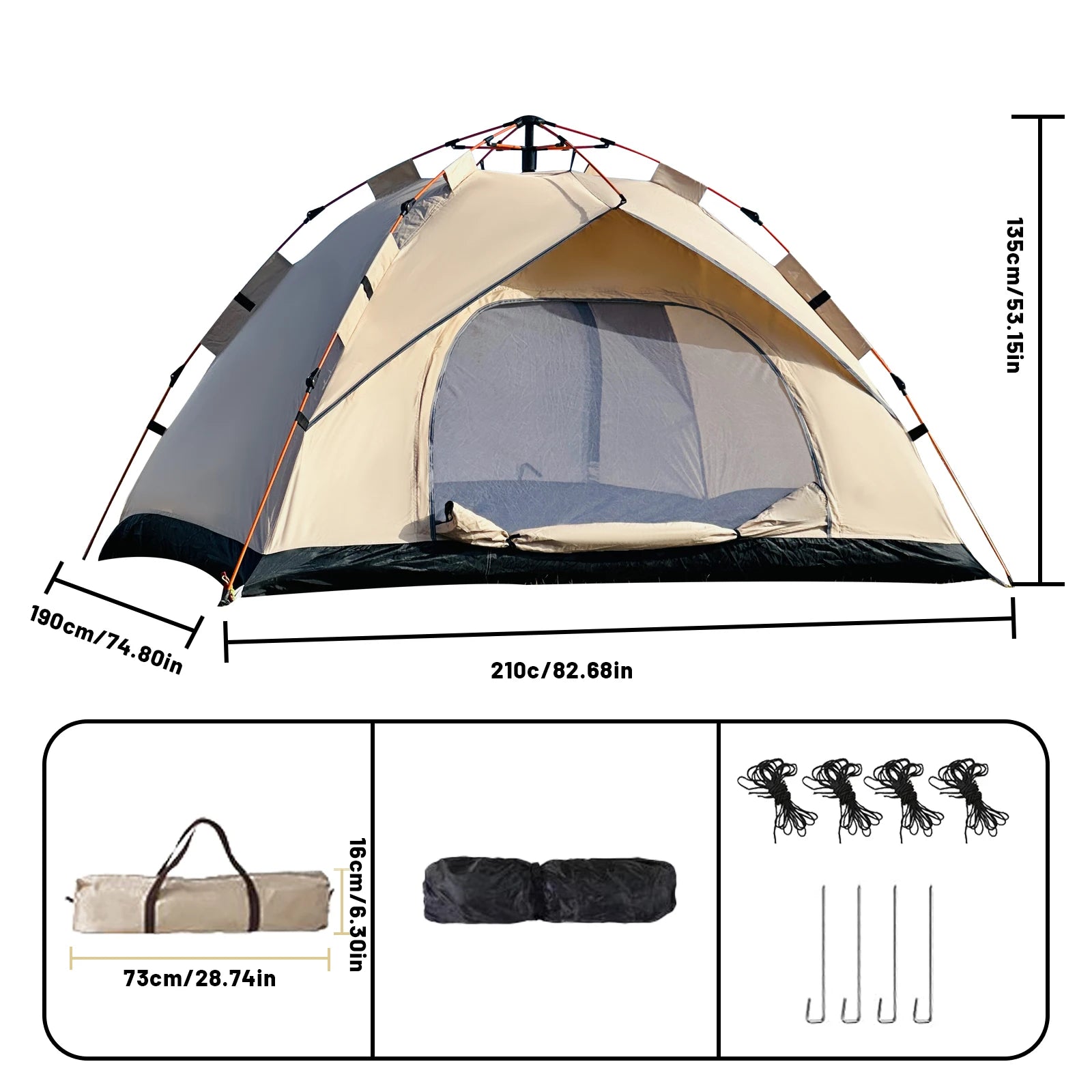 2-4 Person Camping Windproof Tents, Easy To Set Up,