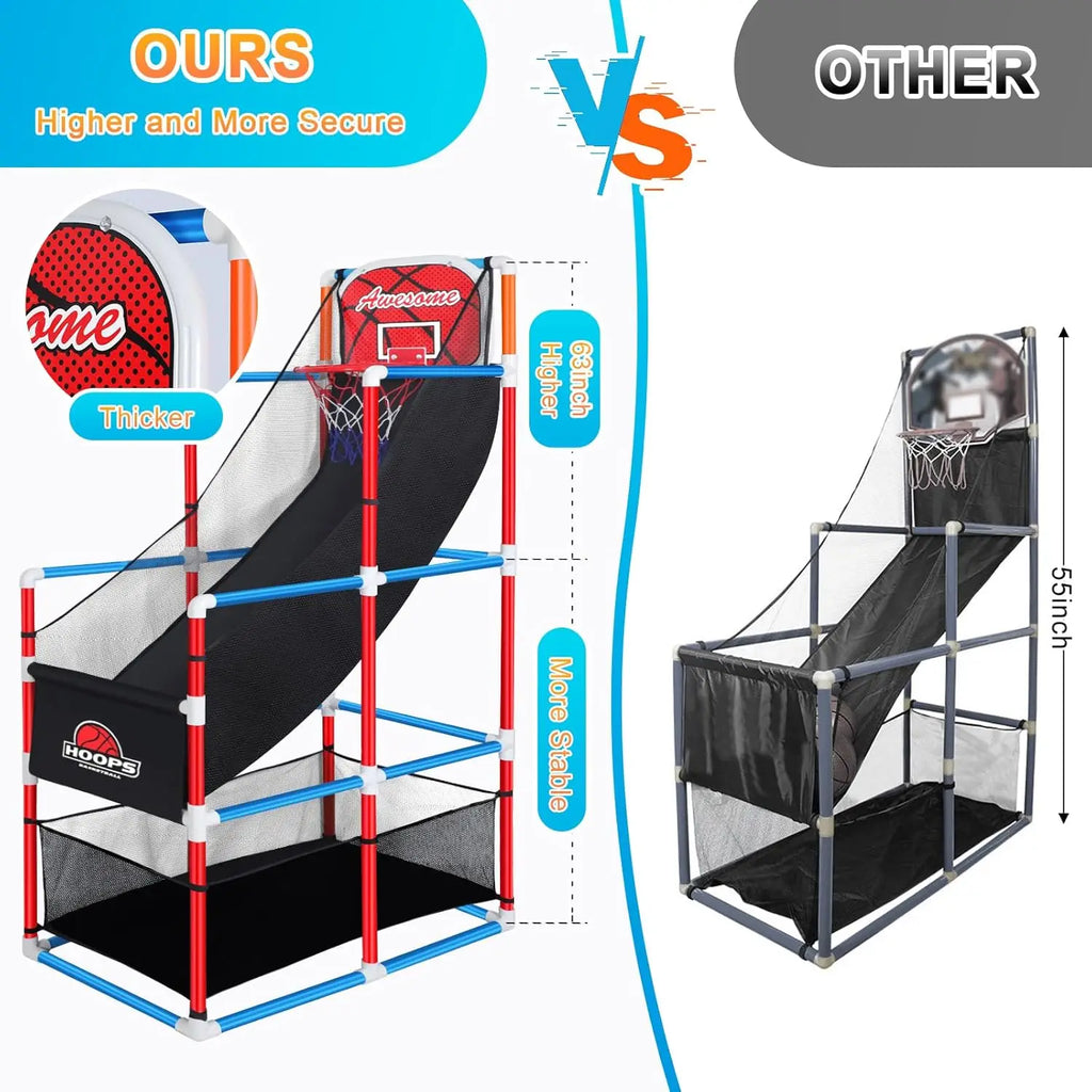 Adjustable Arcade Basketball Game Set with 4 Balls,