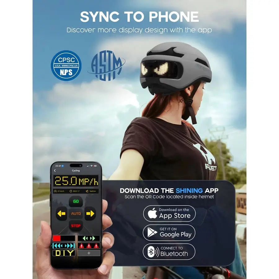 Light Bike Helmet with LED Screen