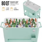 80 Quart Rolling Ice Chest, Portable Beverage