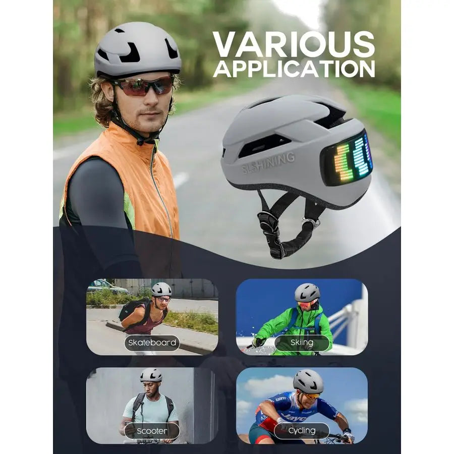 Light Bike Helmet with LED Screen