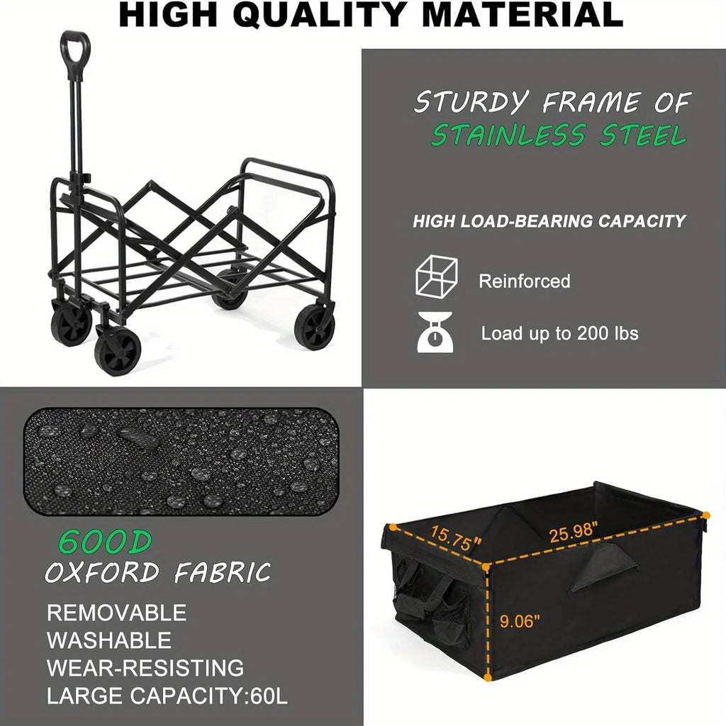 Collapsible Folding Beach Wagon Cart, Utility