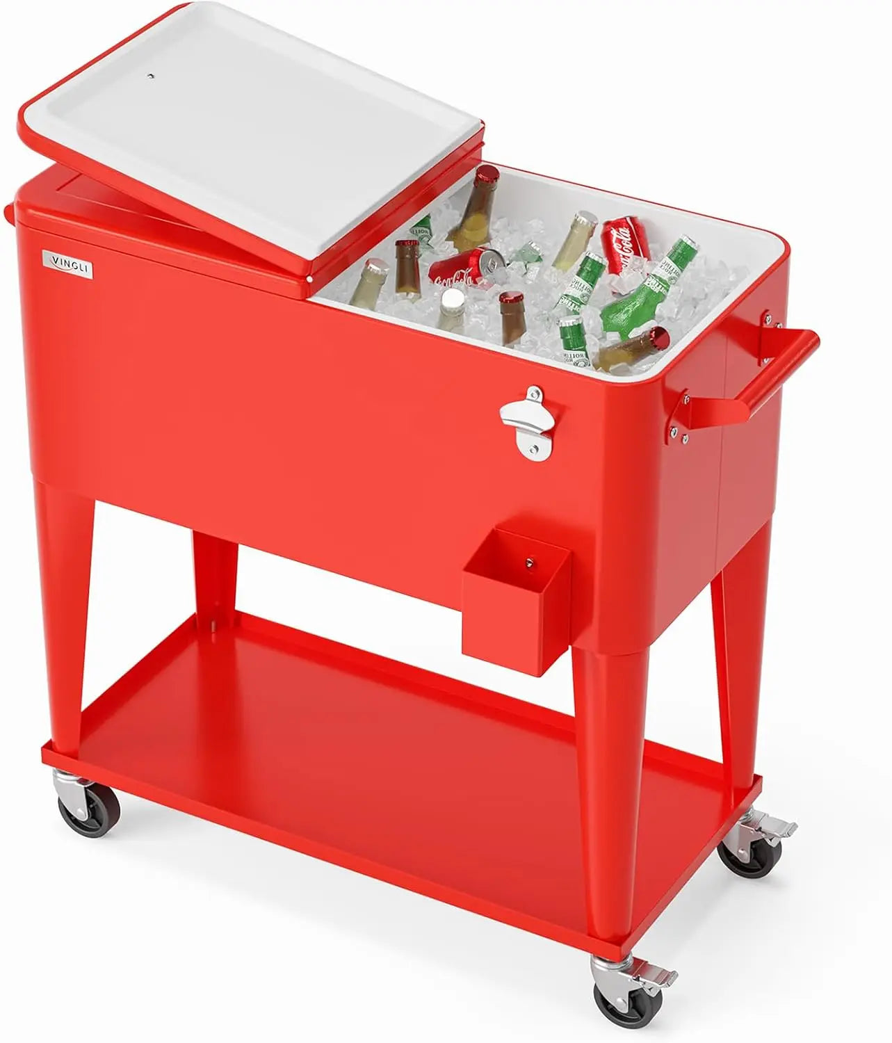 80 Quart Rolling Ice Chest, Portable Beverage