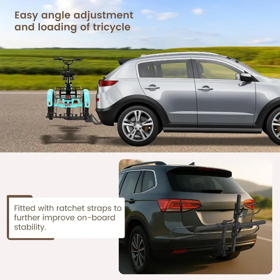 Heavyduty foldable trike hitch rack