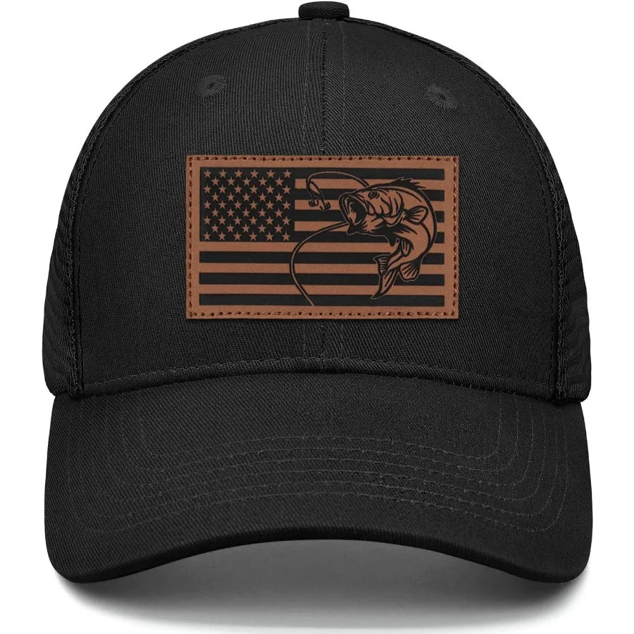 Mens Fishing Gifts American Flag Hat