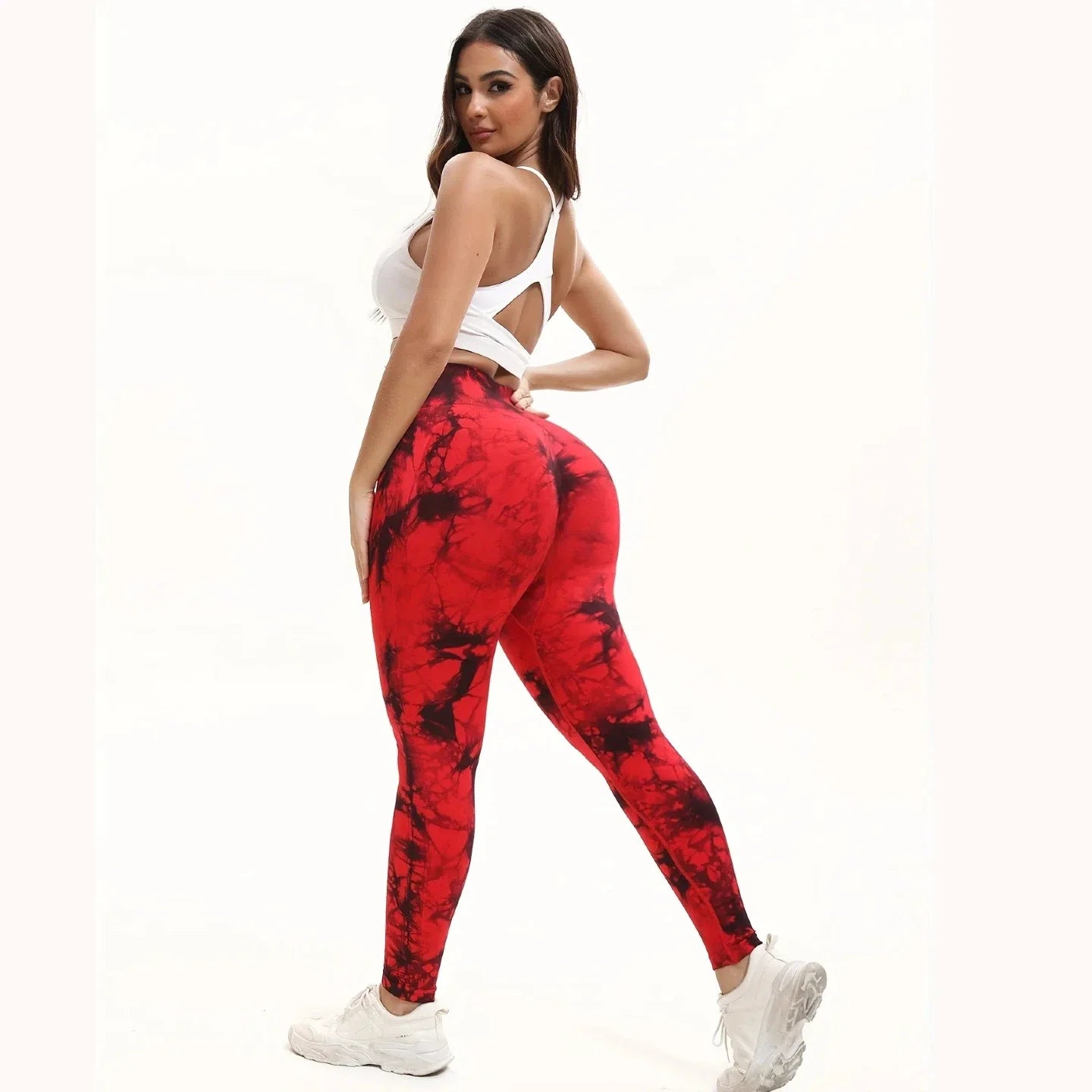 2pcs Women'S Seamless Tie-DyeHigh Waisted Hip