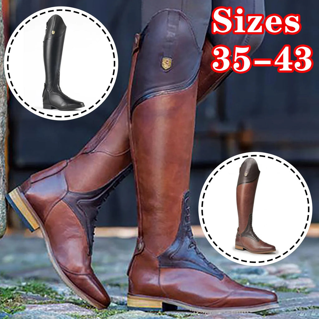 Women's Equestrian Boots Leather Knee High