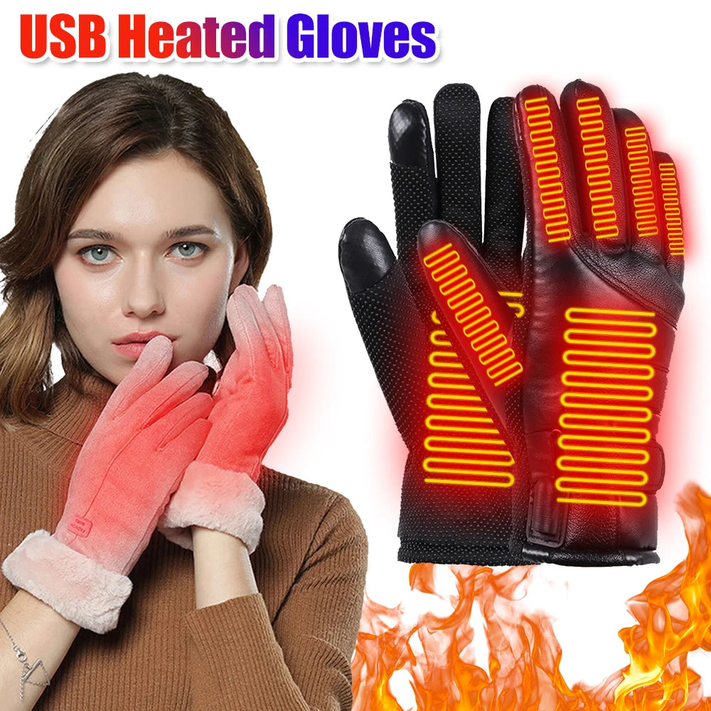 Gloves USB plug-in Electric Heated Gloves Winter