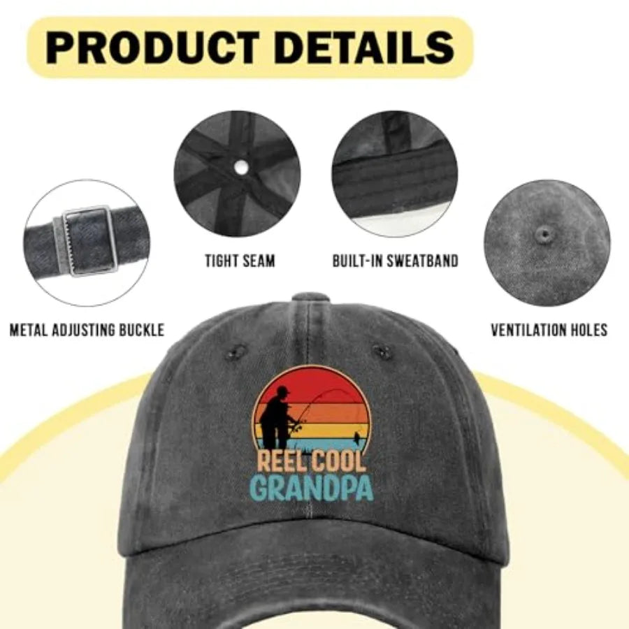 Funny Fishing Decor Hats Reel Cool Grandpa