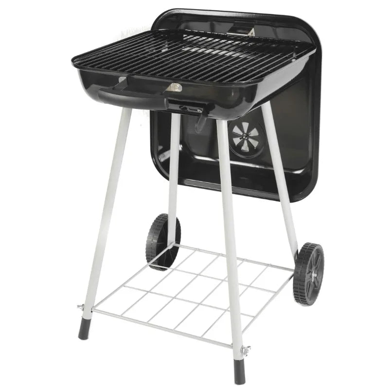 17.5" Square Steel Charcoal Grill on Wheels