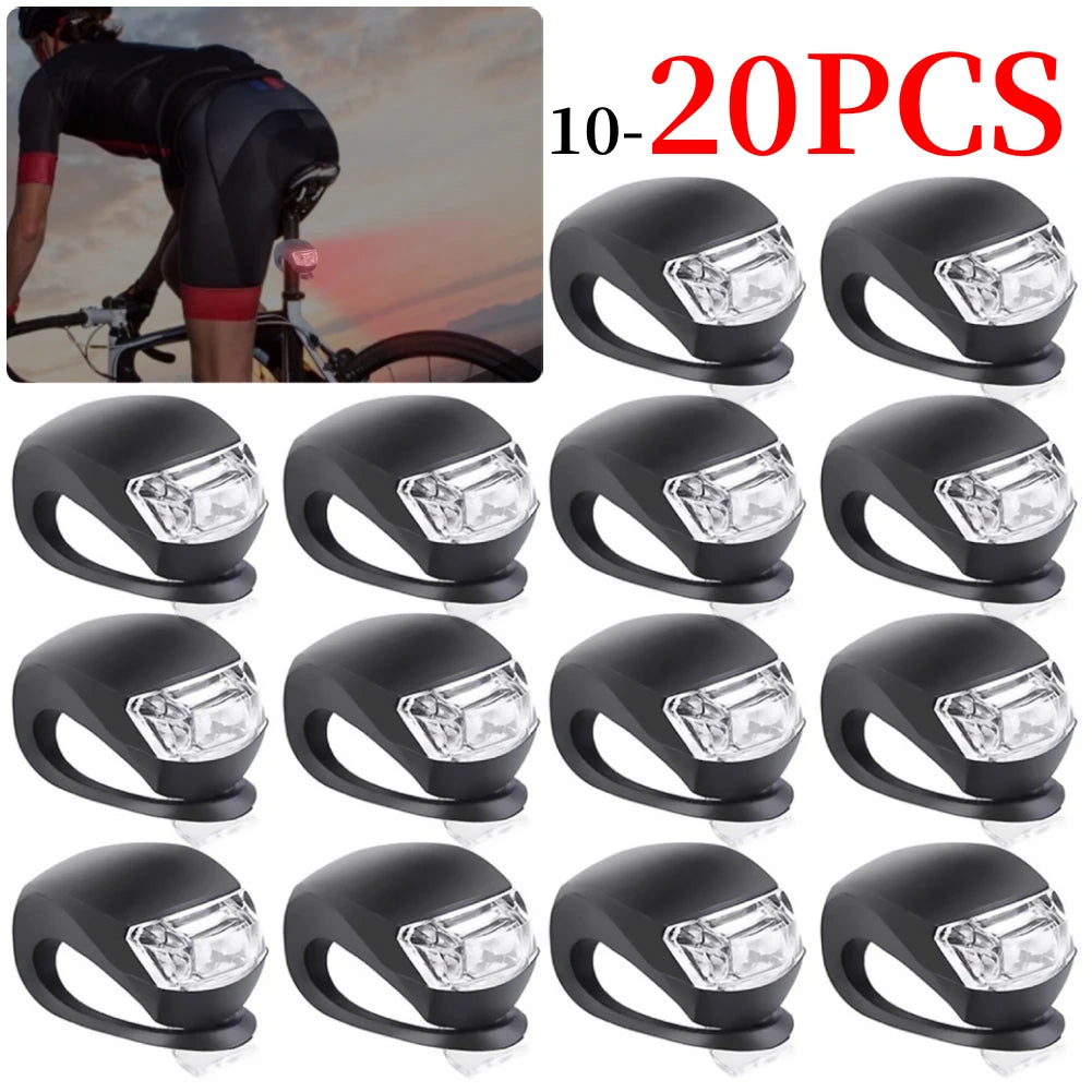 10-20PCS LED Silicone Bicycle Front Rear Light Set