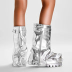 Women's Fold Over Boots  Wide Calf Pleated P