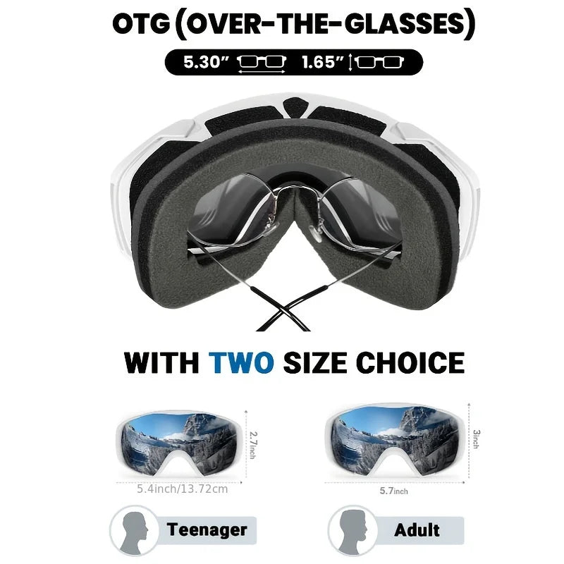 OutdoorMaster Ski Goggles with Cover Snowboard Snow Goggles OTG Anti-Fog