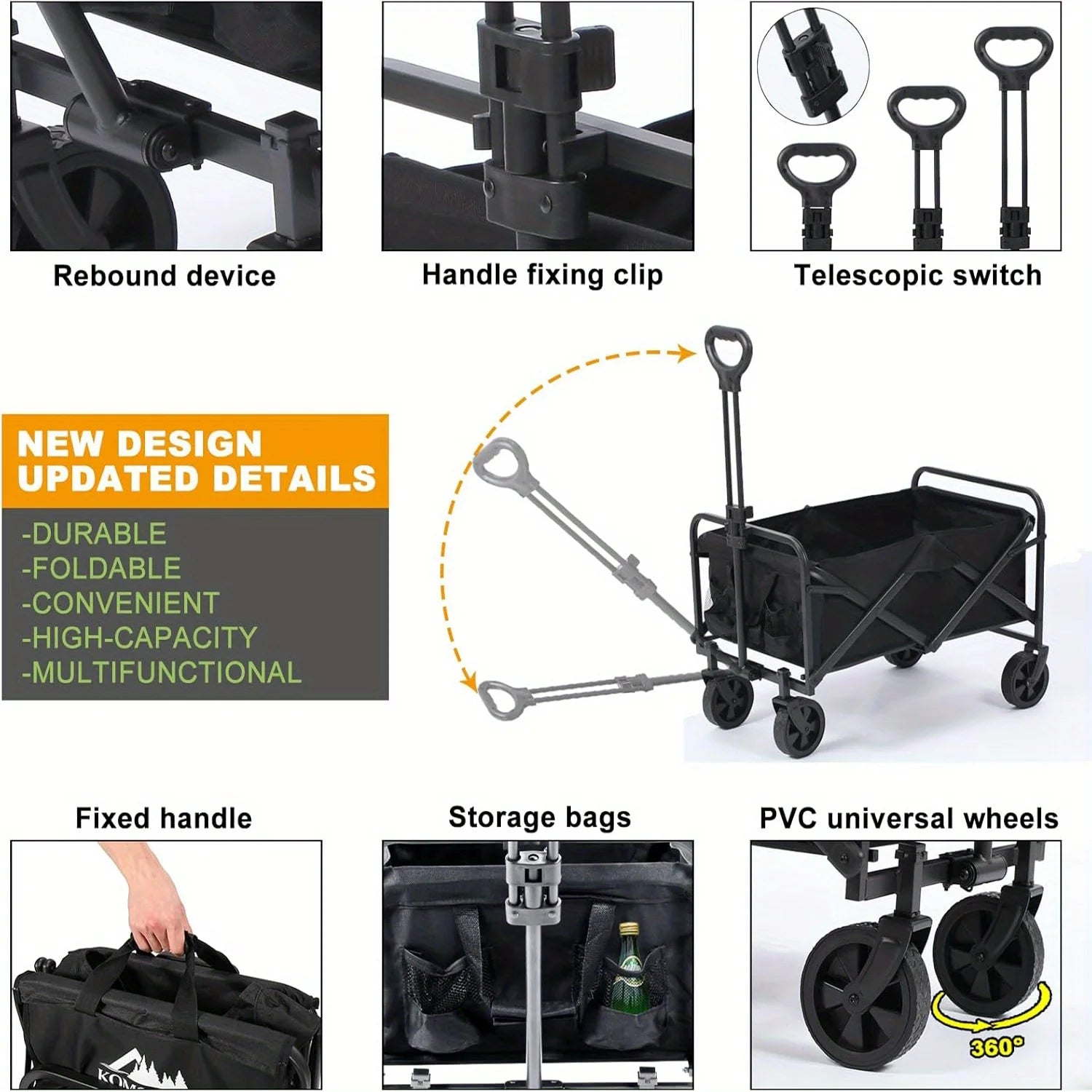 Collapsible Folding Beach Wagon Cart, Utility