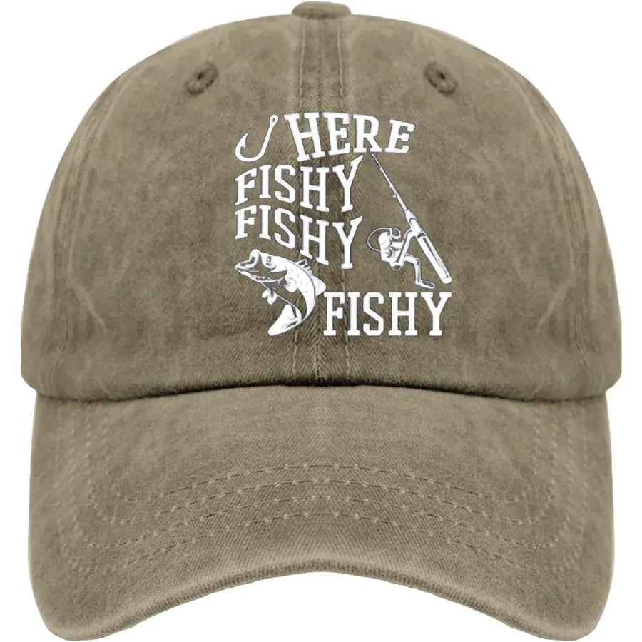 Funny Fishing Themed Pigment Black Dad Hat