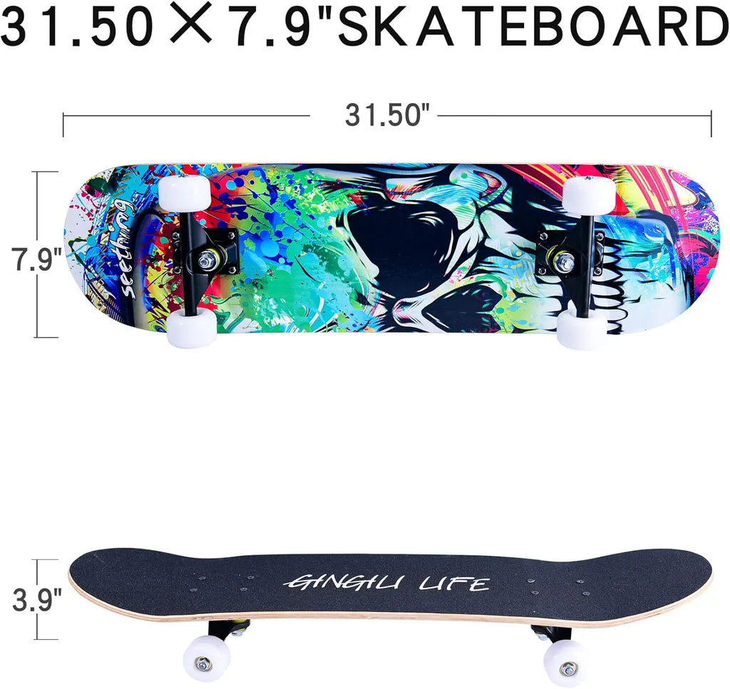31''x8'' Complete Skateboard for All Ages