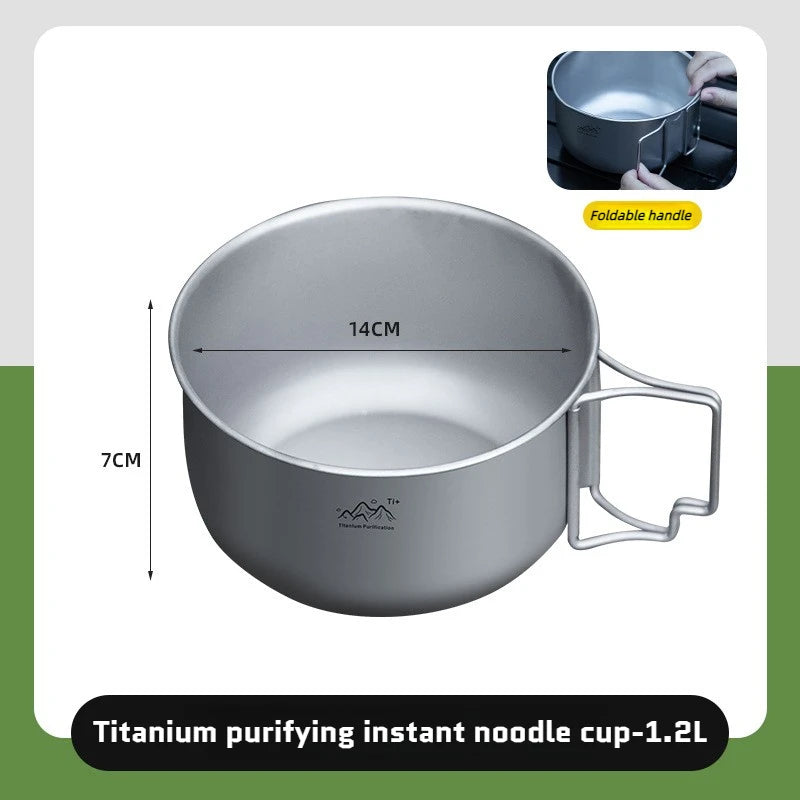 Titanium Camping Pot 1.2L 1.4L Folding Bail Handle